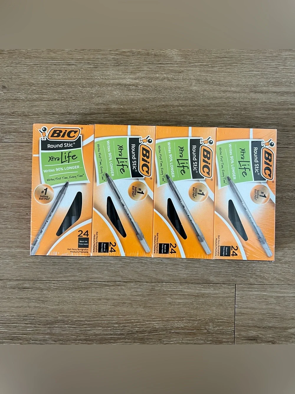 NWT BIC Round Stic Xtra Life, Medium Point, 96 ct., Black